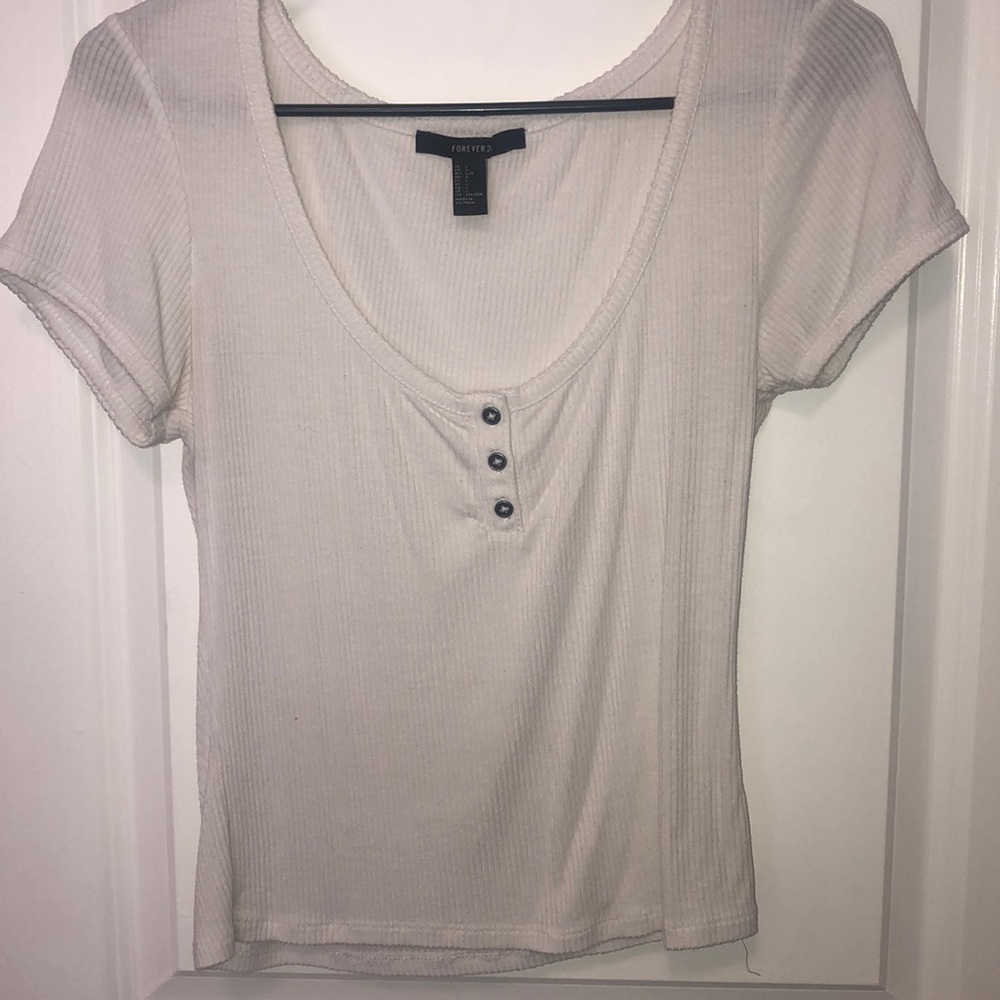 White button up crop